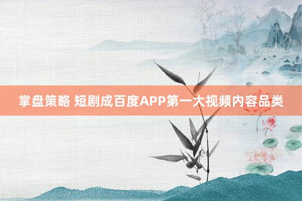 掌盘策略 短剧成百度APP第一大视频内容品类